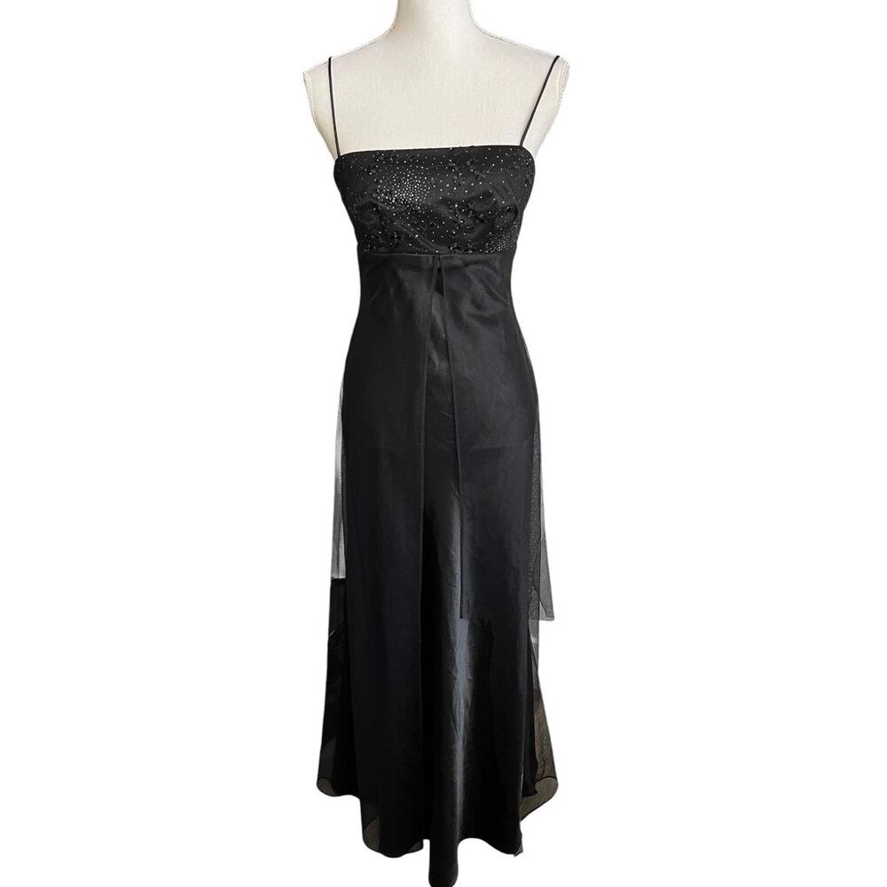 Fiesta black Y2K whimsigoth beaded gown dress size small vintage witchy